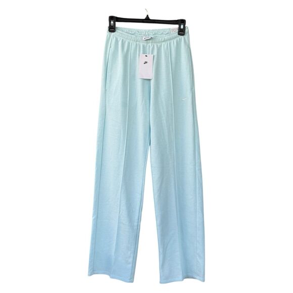 NWT Nike Mid Rise Full Length Light Blue Track Pants Women’s Size XS Wide Leg - Picture 1 of 4